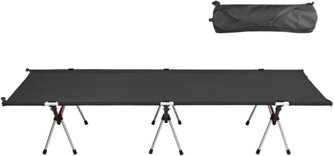 Vouwbed - Kampeerbed - Buiten Ontspannen - In hoogte verstelbaar - 191 x 65 cm - Zwart