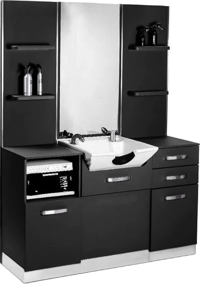 Gabbiano kappersconsole - wasbak- wasunit - kapperswasbak-zwart
