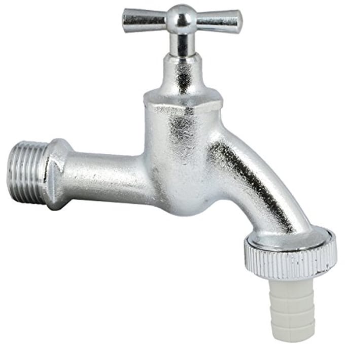 Uitloopventiel 3/4 inch met slangschroefverbinding en knevel-bovenstuk