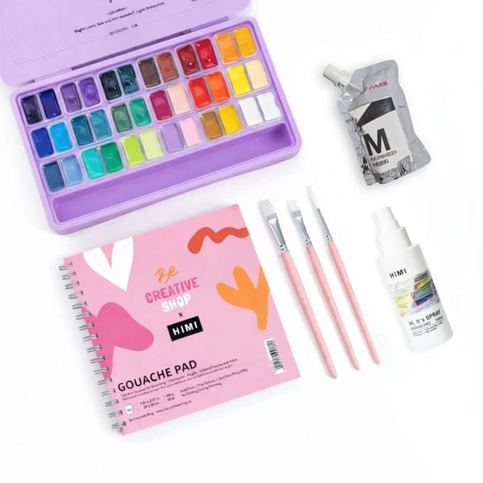 HIMI - Gouache - STARTERSET - Twin split cups - 36 kleuren - 12g- Lila - set van 5