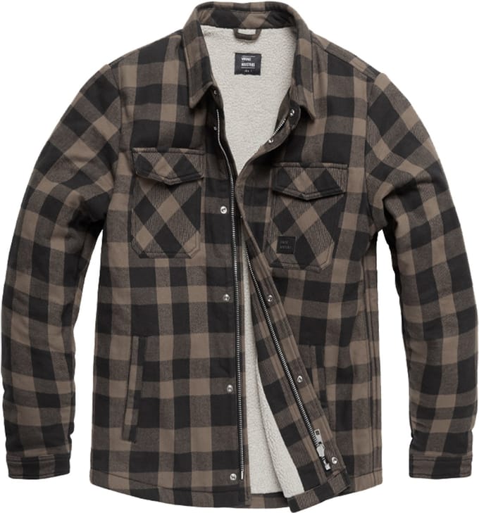 Vintage Industries Craft Heavyweight Sherpa Grey Check Jas Heren