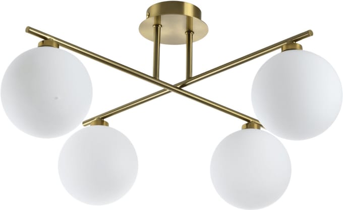 Kosilum - Milanoa - Plafondlamp - Messing en wit - IJzer en glas