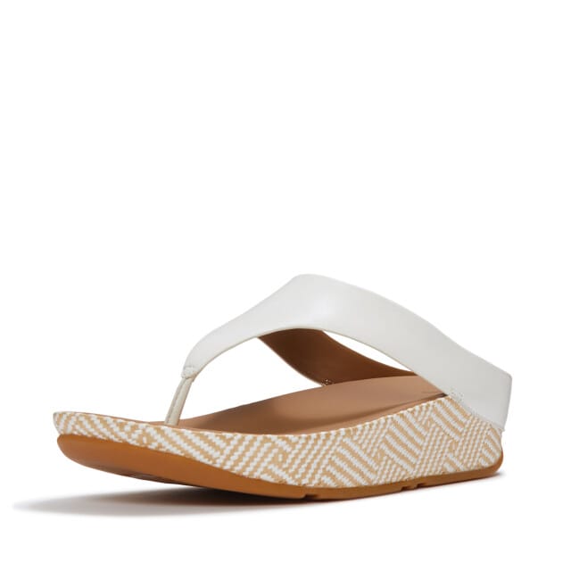 FitFlop Lulu Lux Graphic-Weave Leather Toe-Post Sandals Dames Sandalen - Urban Wit