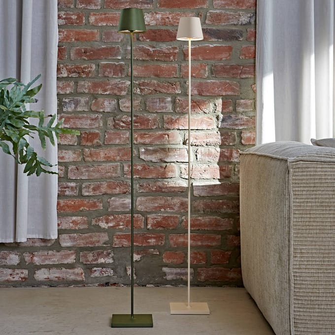 Sigor LED vloerlamp Nuindie IP54 120 cm rond USB-C dune beige