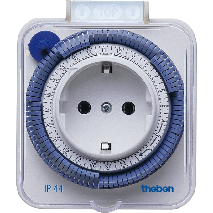 Theben schakelklok 0260855 timer 26 IP 44 - NL stekker (zonder pin) - analoge schakelklok voor buitengebruik, wandcontactdoosschakelaar, tijdprogramma-stekker, schakelklok, bespaarstekker