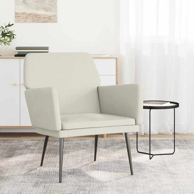 vidaXL - Fauteuil - 62x79x79 - cm - fluweel - crèmekleurig