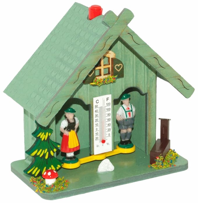 Decoratief Weerhuisje van Hout met Thermometer