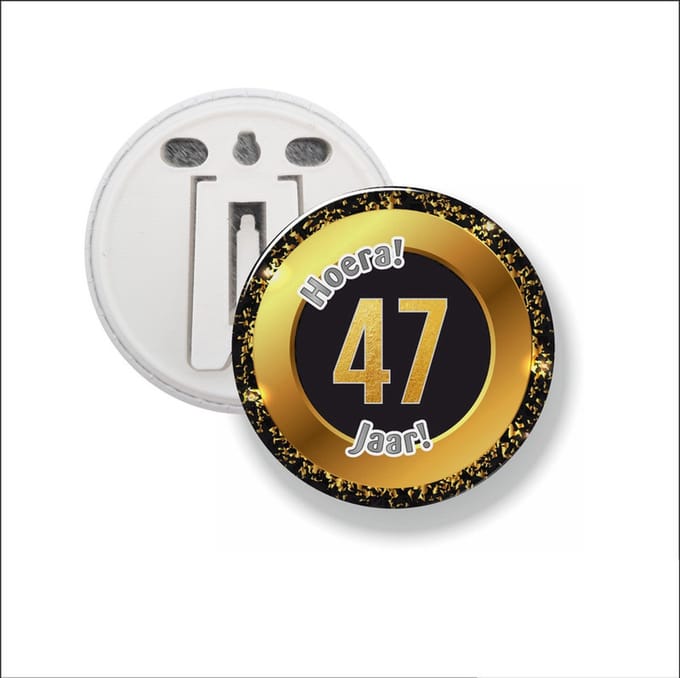 Button Met Clip 58 MM - Hoera 47 Jaar