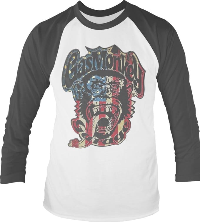 Gas Monkey Garage Raglan top -XL- USA Monkey Logo Wit/Zwart