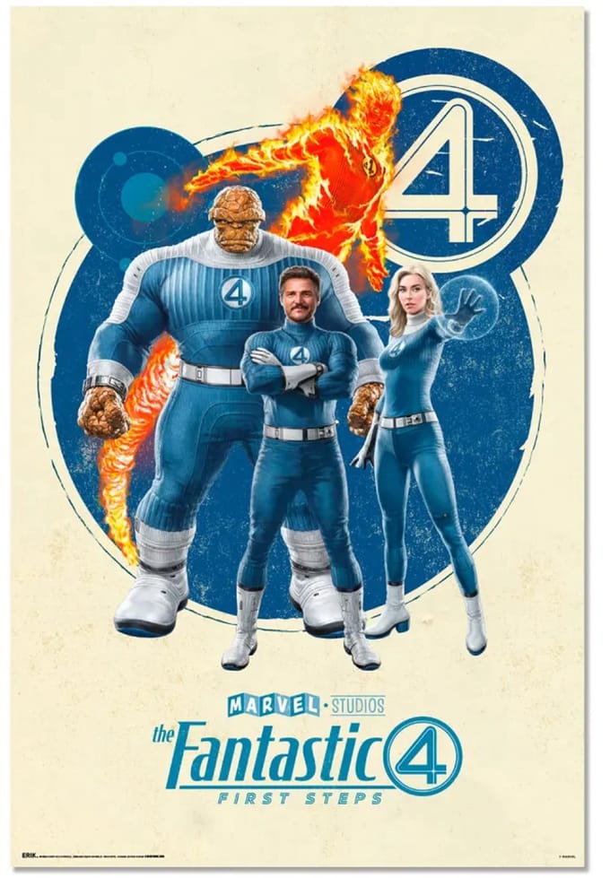 Fantastic Four poster - First Steps - Film - Marvel - Superhelden - Comic - Mister Fantastic - Pedro Pascal - Human Torch - The Thing - 61 x91.5cm