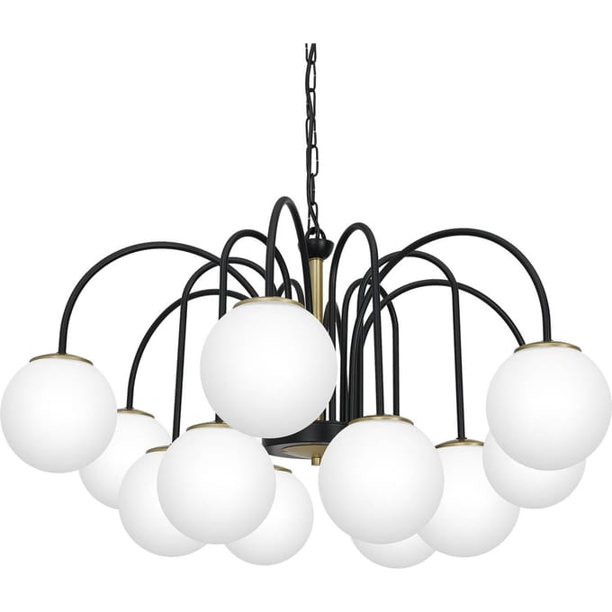 Luminex Cambridge 3201: Grote 12-lamps kroonluchter met glazen bollen