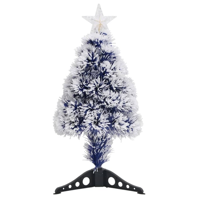 vidaXL - Kunstkerstboom - met - verlichting - 64 - cm - glasvezel - wit - en - blauw