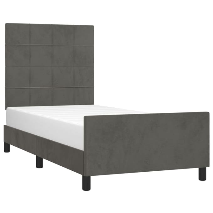 vidaXL - Bedframe - zonder - matras - 90x200 - cm - fluweel - donkergrijs