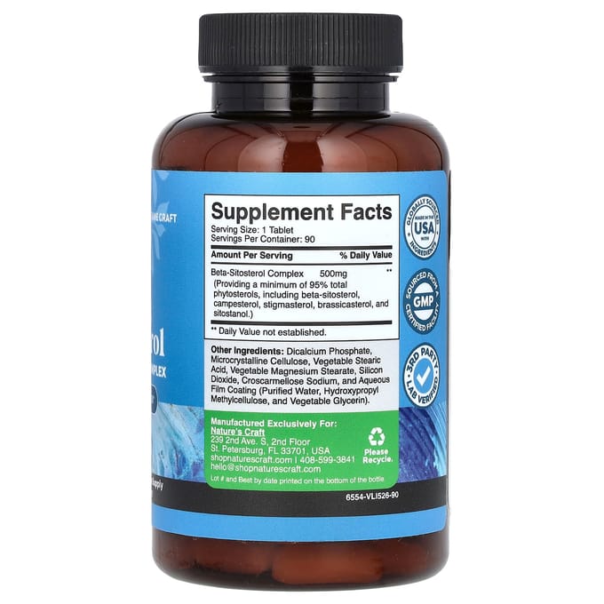 Nature'S Craft, Beta Sitosterol, Plantaardig Sterolencomplex, 90 Tabletten
