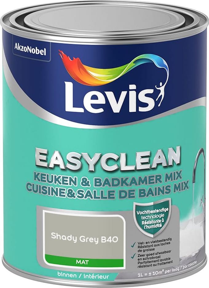 Levis - Easyclean Keuken & Badkamer Mix - Shady Grey B40 - Mengverf - 1 L