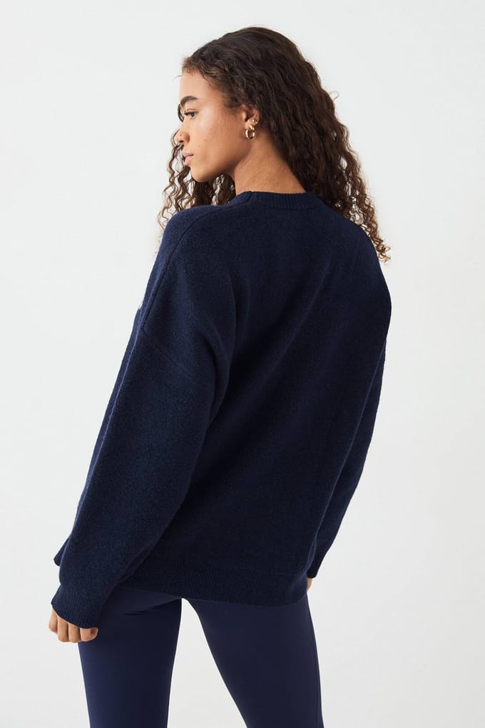 Dames DSGN Studio Gebreide Oversized Crew Neck Trui | Marineblauw | Maat: 2XL