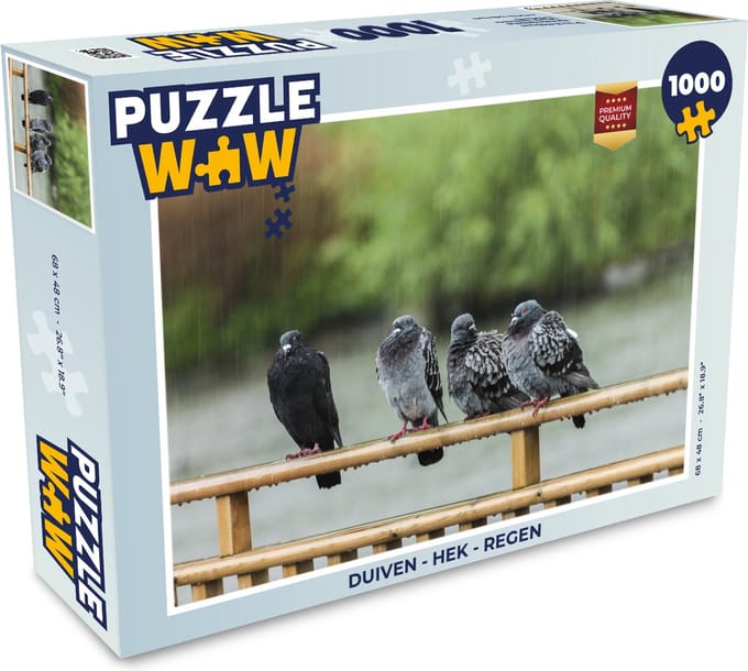 Puzzel Duiven - Hek - Regen - Legpuzzel - Puzzel 1000 stukjes volwassenen