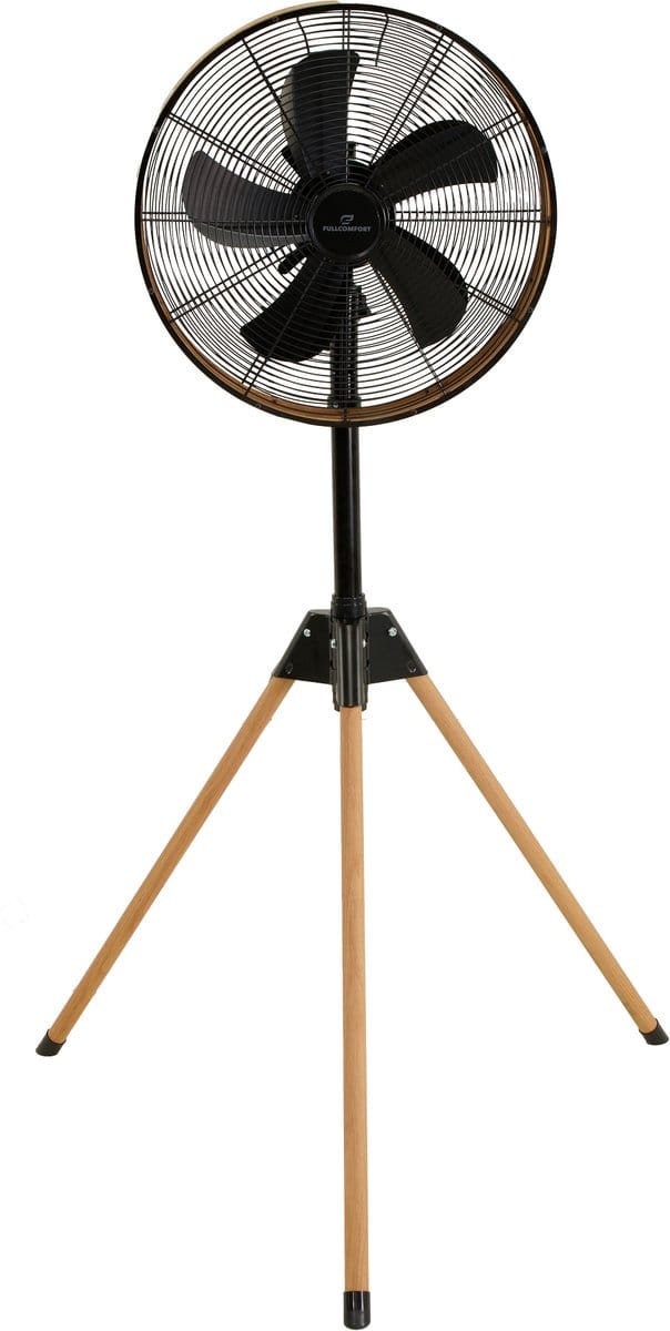 A-Flow Tripod Woodlook Driepoot Ventilator - Staande Statiefventilator Houtlook - Zelfdraaiend - Verstelbaar - 3 Windsnelheden