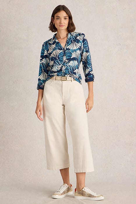 White Stuff Annie Jersey Shirt Blue Print Größe: 8 | Business hemden Outlet | Damen | Blau