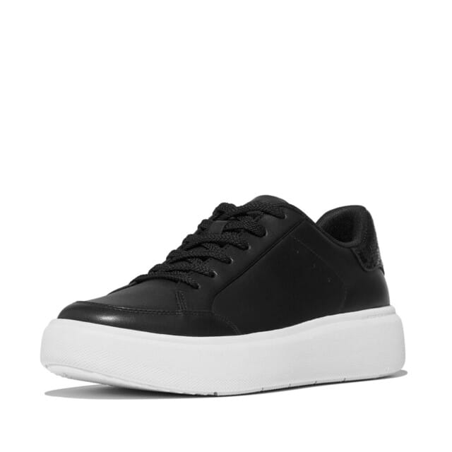 FitFlop Rtg Sequin-Backtab Leather Sneakers Dames Sneakers - Zwart