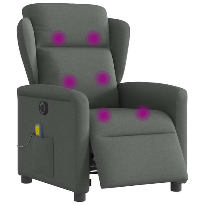 vidaXL - Massagestoel - elektrisch - verstelbaar - stof - donkergrijs
