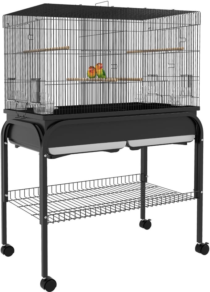 PawHut-Vogelkooi-85x49x119cm-Staal-Zwart