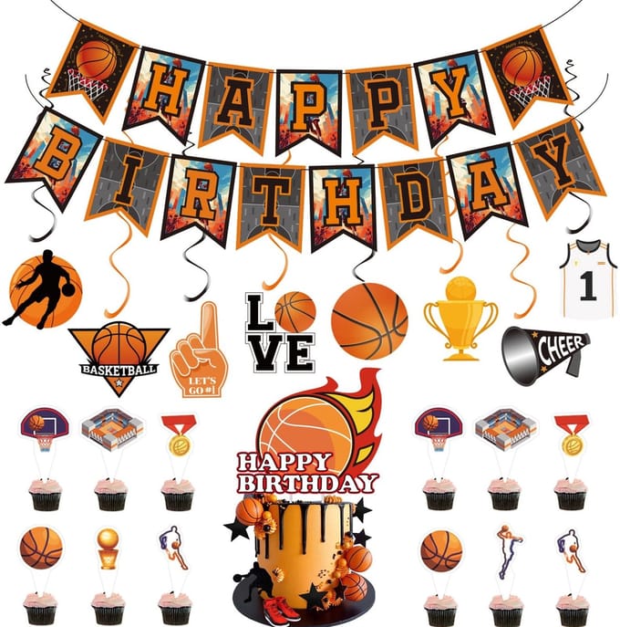 Dailygoods- Basketbal Verjaardagsdecoratie - 20 Stuks