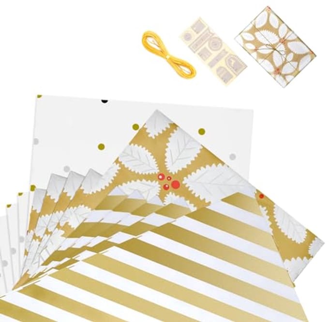 Omgoods - Set van 15 Kerstcadeau Inpakpapier in Goud