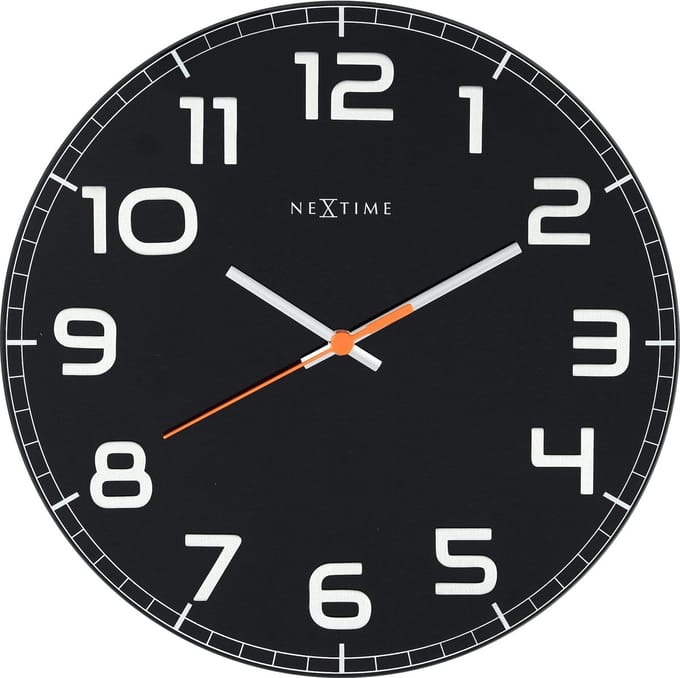 NeXtime - Wandklok - 30 x 3.5 cm - Glas - Zwart - 'Classy Round'