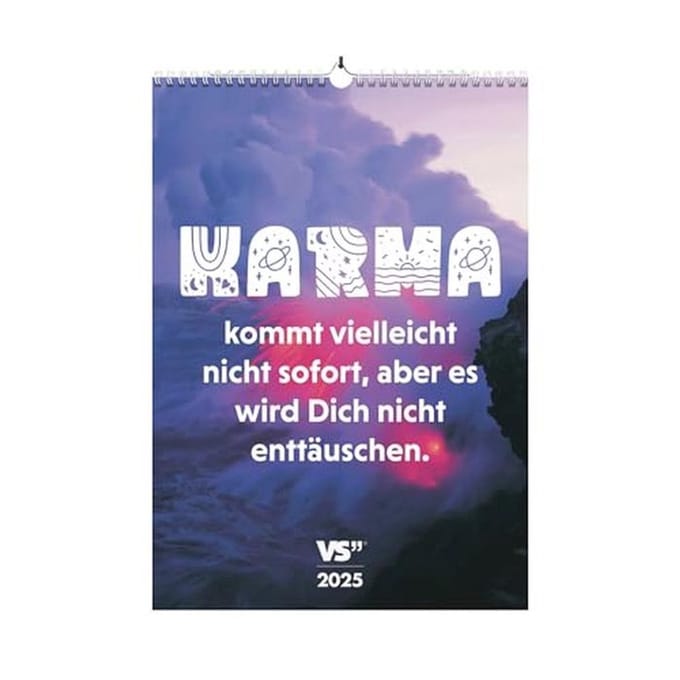 Karma Wandkalender 2025 met Ironic en Grappige Spreuken - Maandelijkse Kalender A3