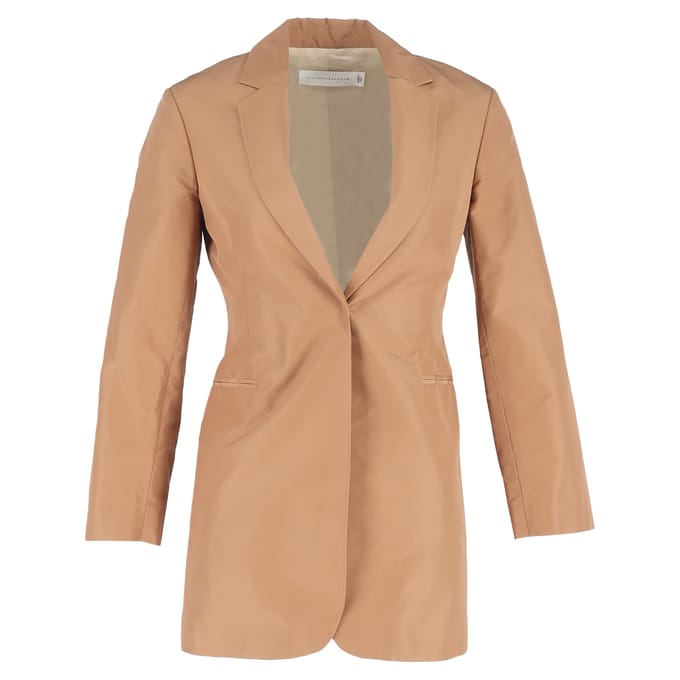Victoria Beckham Enkele-Geknoopte Blazer in Bruin Katoen