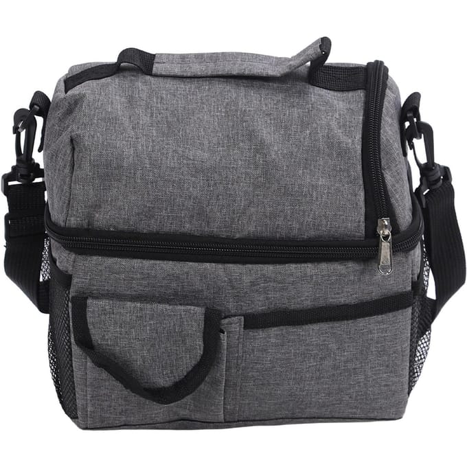 Lunchtas 2 Vakken Grote Capaciteit Waterdicht Lekdicht Zakken Veelzijdig Geïsoleerde Lunchbox voor gray