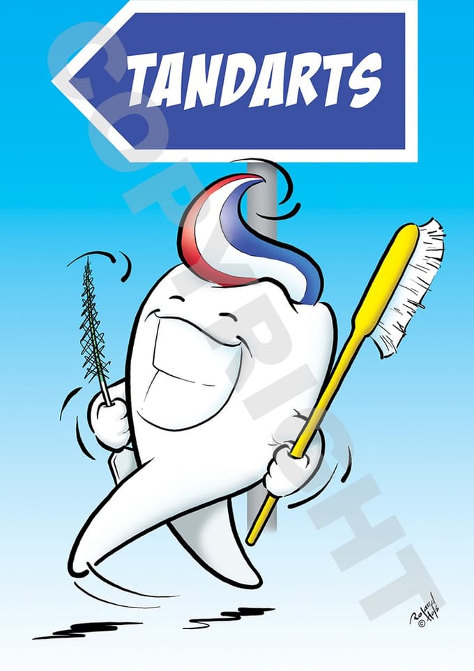 Grappige Tandarts Afspraakkaart - Cartoon 'Wandelende kies' - 2000 stuks