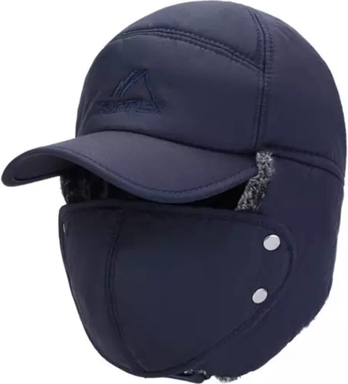 Warme Winter Muts voor Heren - Muts + Masker - Blauw