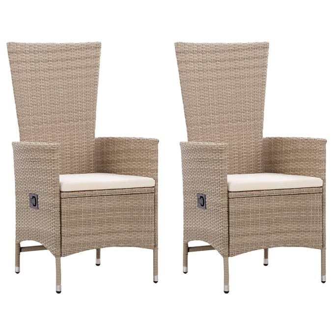 vidaXL - Tuinstoelen - 2 - st - met - kussens - poly - rattan - beige