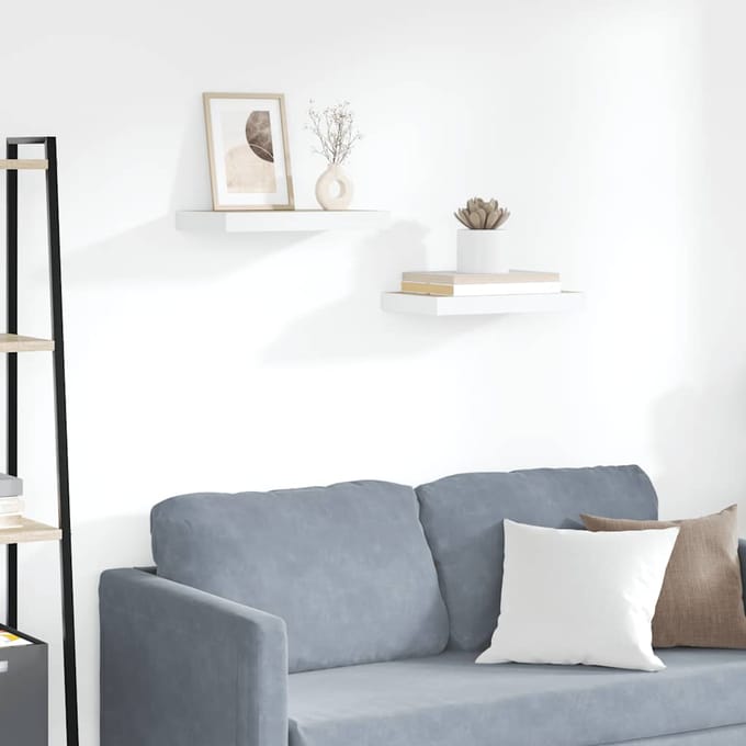 vidaXL - Wandschappen - 2 - st - zwevend - 40x23,5x3,8 - cm - MDF - eikenkleurig - en - wit