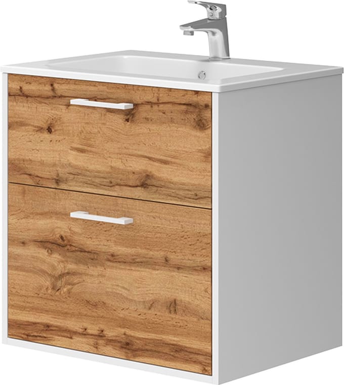 Vicco Badkamermeubelset Lanco, Wit/Goudkleurig Eiken, 60 x 60 cm 2-delig
