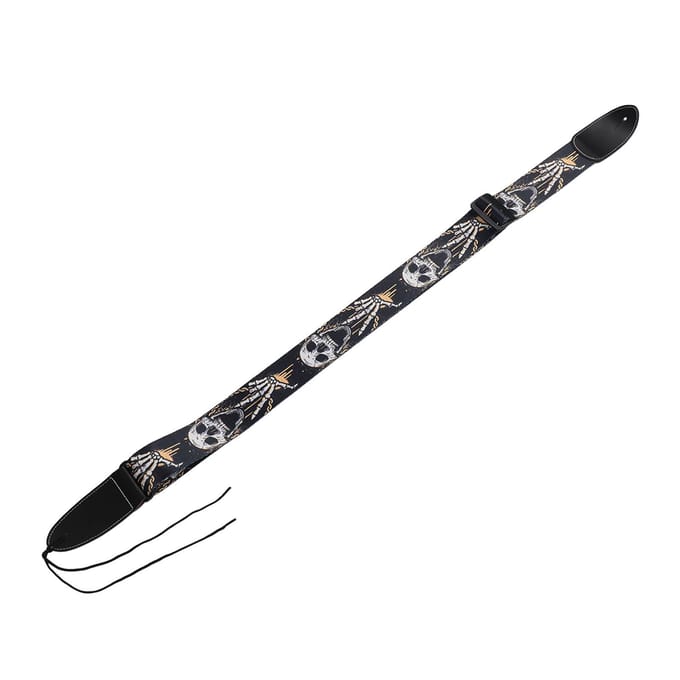 Gitaarband Cool Skelet Ontwerp Verstelbaar 2 Inch Breed Polyester Gitaarband voor Bas Elektrische black