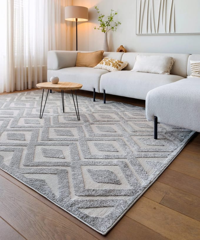 Scandinavisch vloerkleed - Contour Diamond grijs 100x200