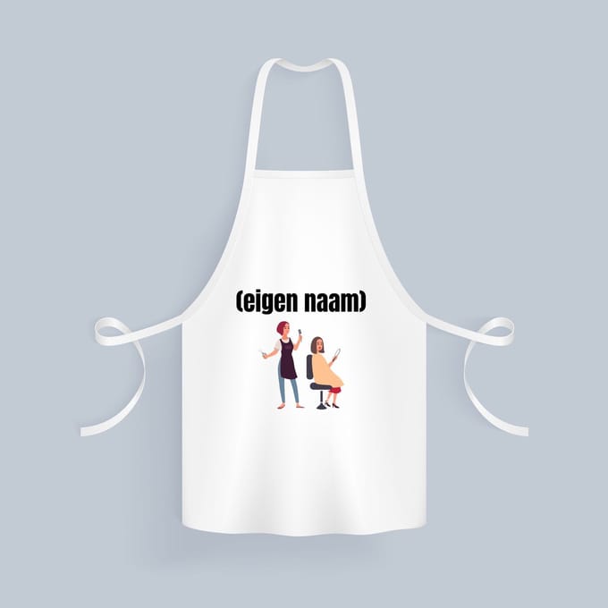 Akyol - kapper vrouw met eigen naam Keukenschort - Kapper - barbers - collega's - verjaardag - afscheidscadeau - geschenk - kado - 82 bij 71 cm