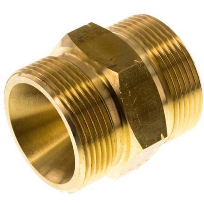 Dubbele Nippel G1 1/2" Buitendraad X Buitendraad Linkshandig Messing 16bar 50mm Hex