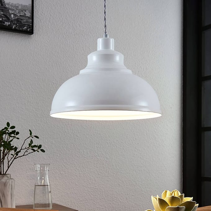Lindby - hanglamp - 1licht - Metaal - H: 19.7 cm - E27 - wit