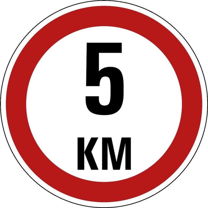Maximaal 5 km bord - kunststof - A1 150 mm