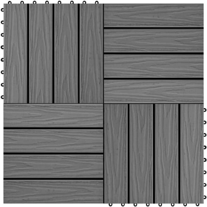 Terrastegels WPC - Composiet Tegels - Balkon Aankleden - Diep Reliëf - 1 m² - Grijs