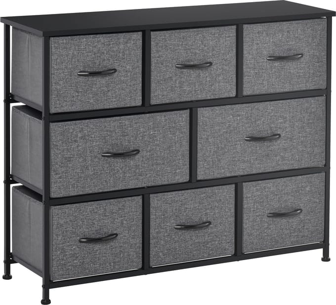 HOMCOM-Kommode-Polyester, Metall-100L x 30B x 78,5H cm-Dunkelgrau
