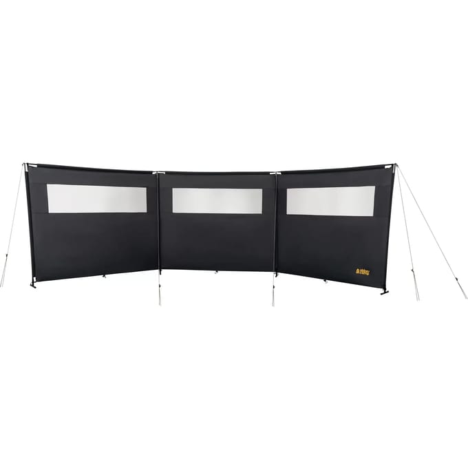 Abbey Camp Windscherm met topbuis - Grijs - Ca. 500 x 145 cm - Met Raam