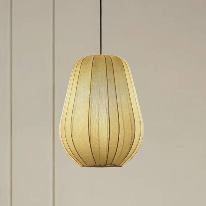Lindby - Hanglamp - 1licht - Stof - H: 38 cm - E27 - grijs