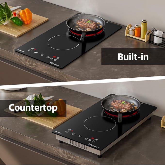 Inbouw Keramische Kookplaat 3000W - 2 Zones - Sensor Touch - Timer & Kinderbeveiliging