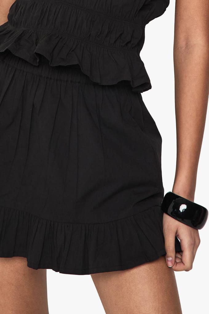 boohoo Dames Ruffle Hem Poplin Mini Rok | Black | Maat: 8