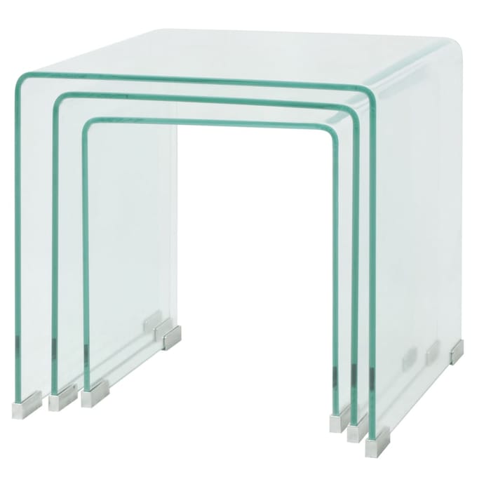 vidaXL - Bijzettafel - set - 3-dlg - transparant - gehard - glas